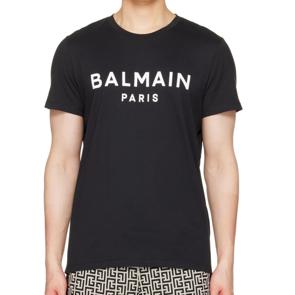 Balmain black print cotton t-shirt